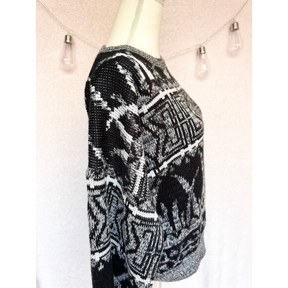 Vintage 1980's Uniform Code Black & White Knitted Sweater Medium - Picture 4 of 9